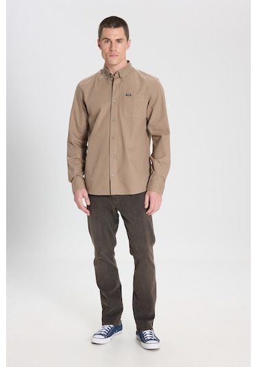 Wrangler Regular Fit Normal Kesim %100 Pamuk Cep Detaylı Vizon Gömlek Vizon