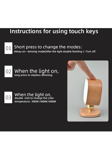 Cbtx 0604 Akıllı Mini Radar Sensör Başucu Gece Lambası Masa Lambası - Açık Kahverengi