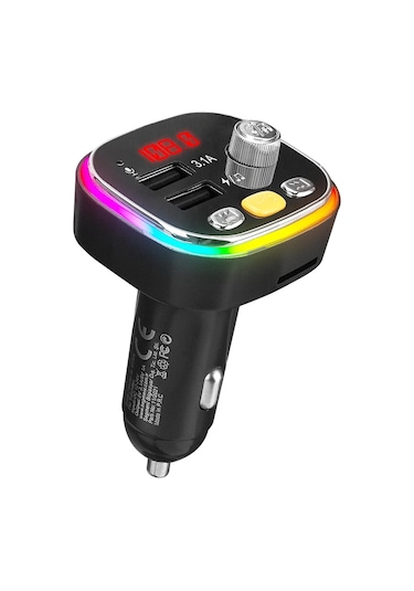 S-Link Sl-Bt306 Çift Usb 5V 3.1A Rainbow Işıklı Led Ekran Tf Kart Fm Transmitter