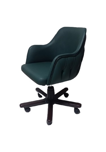 Ofis Koltuğu Çalışma Sandalyesi Ahşap Ayaklı Yeşil Renkli Suni De