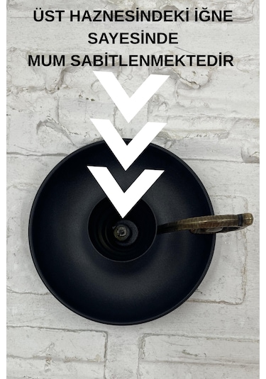 Metal Nostalji Mumluk & El Şamdanı Kendinden Iğneli Mat Siyah Antik Kulp Turna2623-4 Diğer
