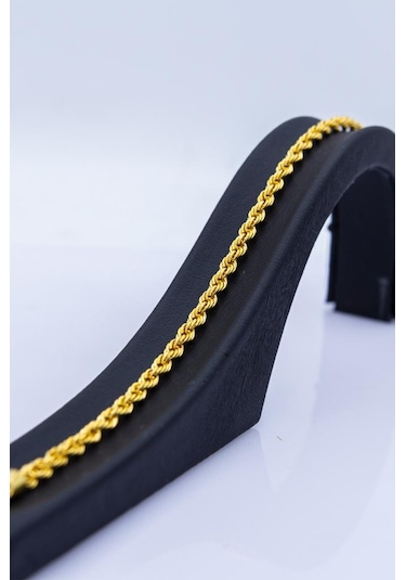 22 Ayar Altın 3mm Halat Kordon Bileklik Sarı Altın