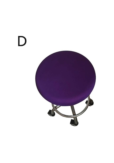 Mor 1pc Streç Spandex Elastik Yuvarlak Sandalye Kapak Slipcover Düz Renk Basit Yıkanabilir