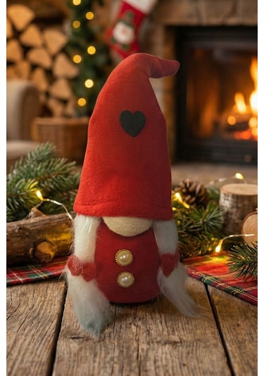 Yılbaşı Süsü Noel Elf Cüce Figür 30cm Dekoratif Peluş Biblo 30 CM