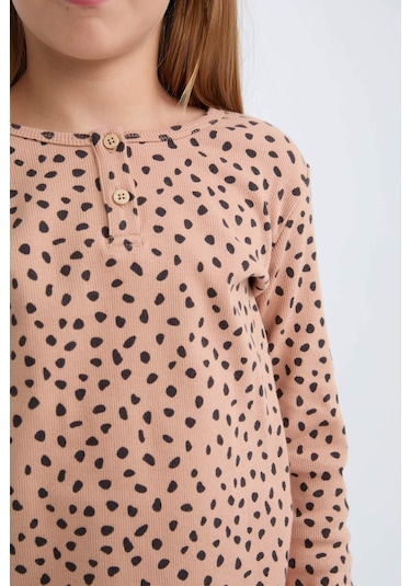 DeFacto Kız Çocuk Pijama Takımı Fitilli Kaşkorse Desenli Bisiklet Yaka Uzun Kollu Üst Uzun Alt D7748A824WNBG389 Bej DeFacto Kız Çocuk Pijama Takımı Fitilli Kaşkorse Desenli Bisiklet Yaka Uzun Kollu Üst Uzun Alt D7748A824WNBG389 Bej