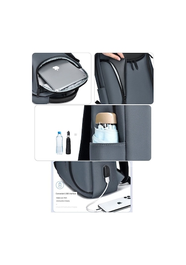 Senshidun-740 Çok Amaçlı Usb Şarj Portlu 16" Laptop Sırt Çantası Siyah