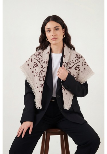 Lela Bayan Şal 6941300 Bej-bordo