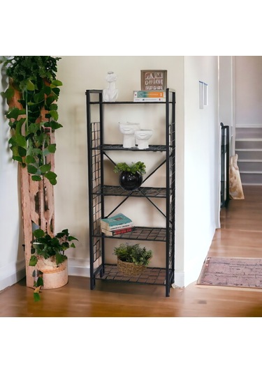 Metal Kitaplık Mutfak Rafı Malzeme Dolabı 5 Raflı Düzenleyici