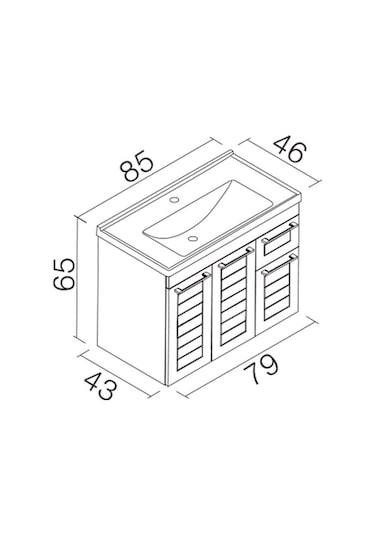 Orka Perge 85 Alt Modül + Lavabo Parlak Beyaz Lake Diğer