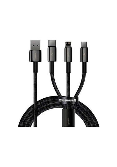 Pazly 1,5m 3,5a Baseus Camltwj-01 Usb 8 Pin + Usb-c + Mikro Usb Hızlı Şarj Veri Kablosu