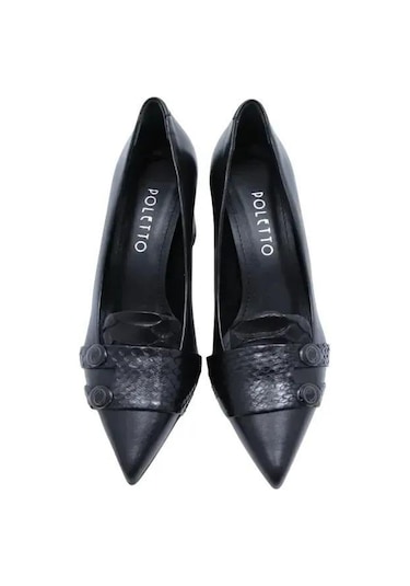 Poletto Hakiki Yılan/hakiki Deri Sıyah Ayakkabı Stiletto 9841 89 Yln-1347 Siyah