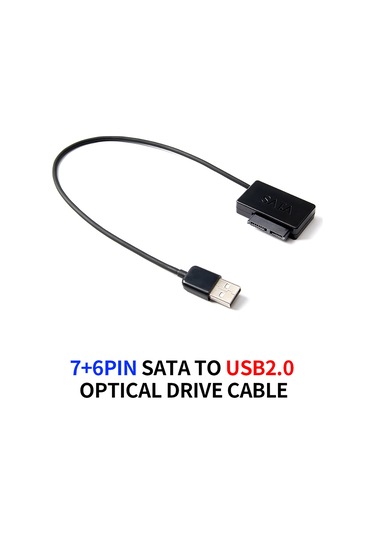 Lemestar Dışarıdaki Laptoptan Sata Optik Sürücüye Msata'dan Usb2.0'a Dönüştürücü Kablosu, 480mb/s Hızlı Transfer, 7+6pin, Siyah, 35cm, 17g