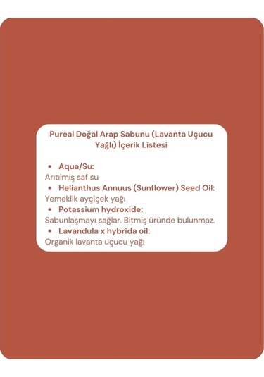 Pureal Doğal Arap Sabunu - Lavanta Uçucu Yağlı 600 G Tekli