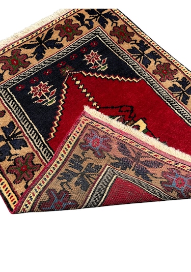 El Dokuma Küçük Taşpınar Namazlık 74x96 Kırmızı Küçük Seccade Yün