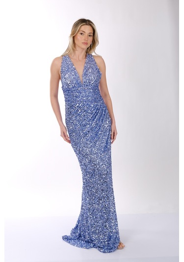 Abiye Elbise Dori 00kb7082 Mavi