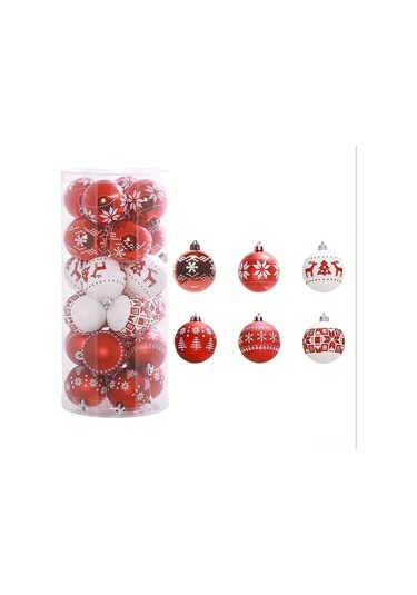 Kangvka 24 Adet 5cm Plastik Noel Topu Seti - 6 Farklı Stili İle Noel Ağacı Ve Parti Dekorasyonu