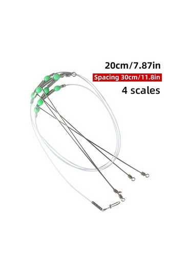 Fırdöndüler, Çıtçıtlar Ve Parlak Boncuklarla Yüksek Mukavemetli Balıkçılık Teli İzleme Lideri Teçhizatı - 20cm