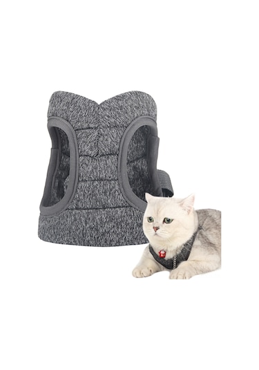 Geekyou Kedi Tasma Taşıma Kemerleri, Hafif Nefesli, Esnek Konforlu, Ayarlanabilir, Gri, Büyüklük L Yb001b012