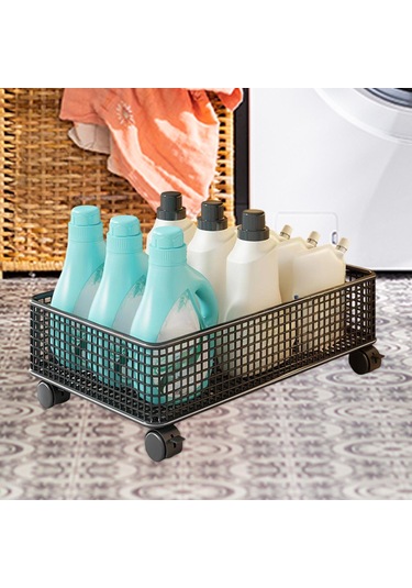 Suntek Lavabo Altı Düzenleyici 1 Katlı Tekerlekli Depolama Siyah