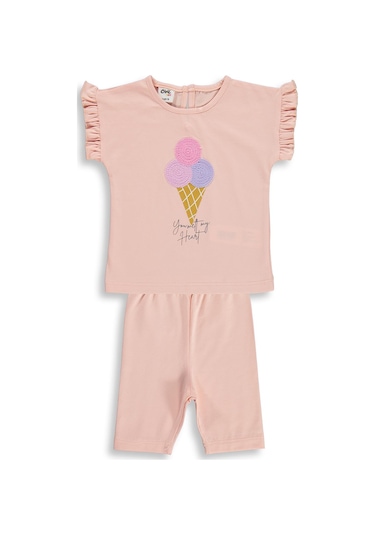 Civil Baby Dondurma Nakışlı 6-18 Ay Takım - Pudra Somon
