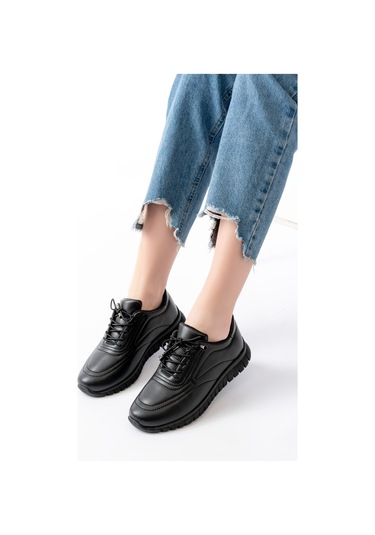 Aska Shoes K-504 Bağcıklı Desenli Günlük Spor Ayakkabı Siyah