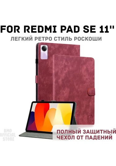 Youtek Xiaomi Redmi Pad Se 11" İçin Lüks Deri Kılıf, Manyetik Kapatma, Çoklu Açı Stand, Şok Emici, Kart Yuvası, Mor