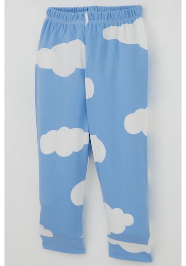 Breeze Erkek Bebek Pijama Takımı Omuzdan Patlı Bulut Desenli 4 Ay-1 Yaş, Mavi Mavi