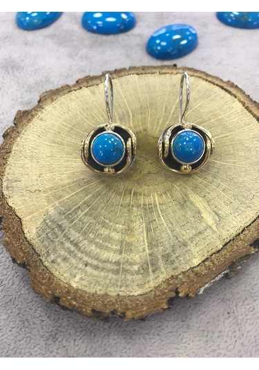 Turkuaz Taşlı Gümüş Küpe 925 Ayar N11.94015