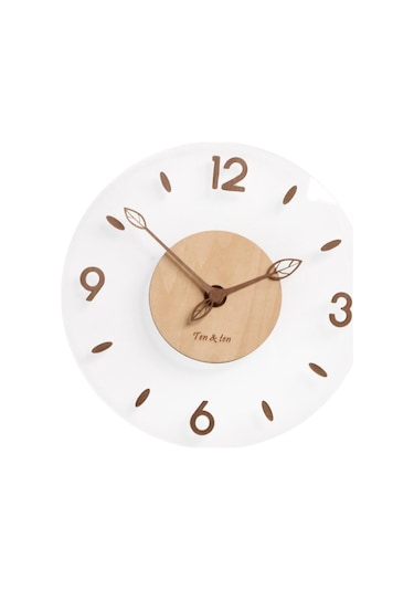 Suntek Dükkan Dekorasyonu İçin Sessiz Dekoratif Yuvarlak Ahşap Akrilik Duvar Saati 14" Çok Renkli