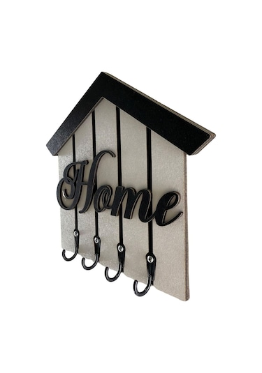 Home Yazılı Duvar Anahtarlık Askılığı, Anahtar Askısı, Anahtarlık Askısı Siyah - Beyaz