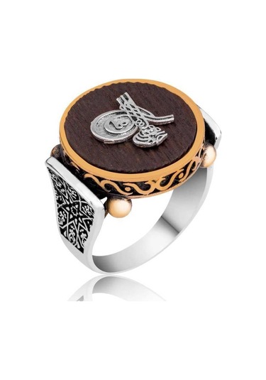 Hk Gümüş Erkek Yüzük Tuğralı Kuka Gümüş Takı Hediyelik Ürünler-195675 Çok Renkli