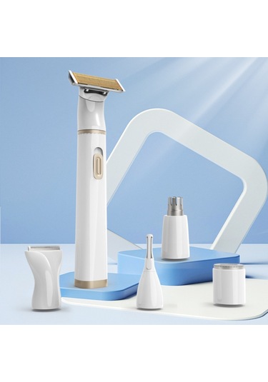 5'i 1 Arada Şarj Edilebilir Tüy Alma Makinesi Jilet Burun Kaş Tüy Alma Makinesi 5 Başlık