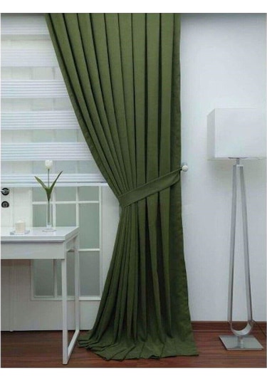 Çimen Yeşili Ada Fon Perde Pilesiz Extraforlu Düz Dikim Büzgü Pile-çimen Yeşili Çimen Yeşili