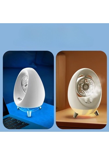 Roket Kabin Mini Şarj Edilebilir Ev Masaüstü Nemlendirme Soğutucu Çift Sprey Su Soğutma Fanı 3453 Beyaz