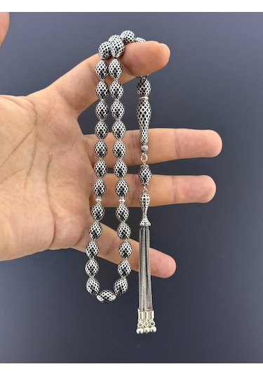 Muri Tesbih 50,8 Gr Gümüş Tesbih Beyzi Kesim 8,50x11,50