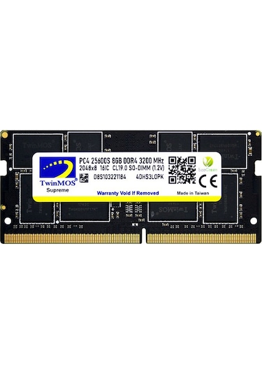 Twinmos MDD48GB3200N 8 GB DDR4 3200 MHz CL19 Notebook Ram