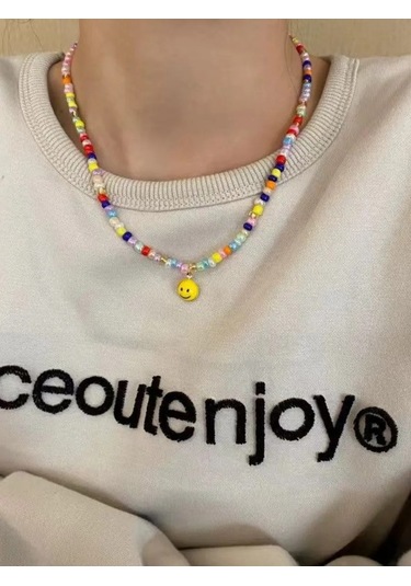 Proshik Boncuklu Gum İsi Smiley Kolye 376659061