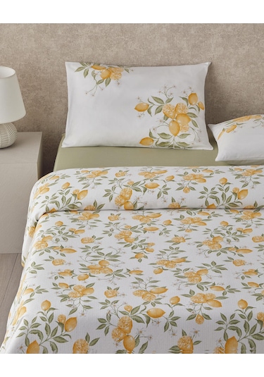 English Home Amalfi Breeze Baskılı Tek Kişilik Pike Takımı 150x220 Cm Sarı Sarı