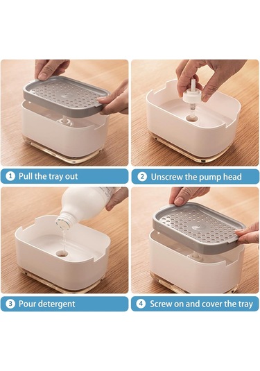 Mufunye 2'li Mutfak Sabunu Dağıtıcı + Sünger Tutucu, 300ml Kapasite, Sızıntı Engeli, Sünger Dahil Diğer