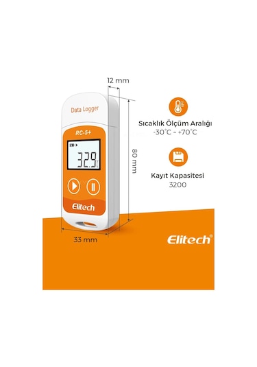 Elitech Plus Sıcaklık Kayıt Cihazı Datalogger Otomatik Pdf Rc-5+ Thr379