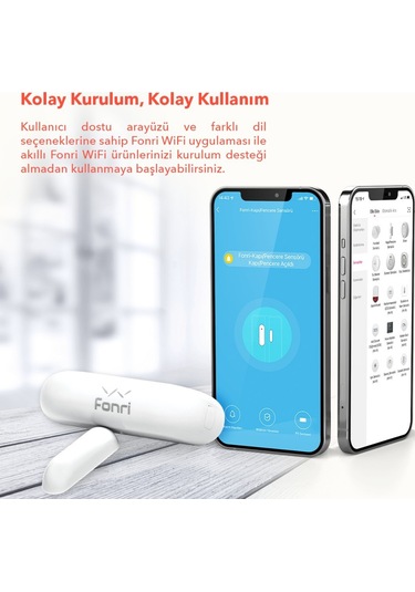Fonri Akıllı Kablosuz Kapı Pencere Sensörü, Wifi, Mobil Bildirim, Uzaktan Takip, 2 Yıl Garantili, Google Asistan Ve Tuya Destekli