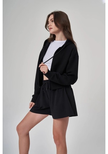 Exuma Kadın Fermuarlı Siyah Sweatshirt 1529109-siyah Siyah