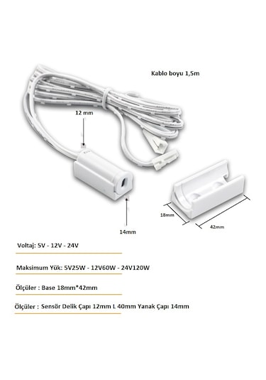 Sensörlü Dolap Switch Beyaz
