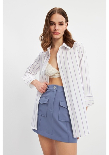 Stella Pulvis Lila Çizgili Basic Gömlek Lila