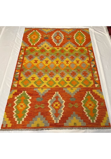 El Dokuma Afgan Kilim 100% Yün Kök Boya Elsanat Eserı Evinize Renk Katacak Çok Renkli