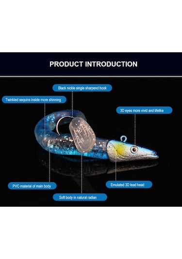 Profisher 5 Renk Silikon Yapay Metal Kafalı Yem 11 CM 10 G