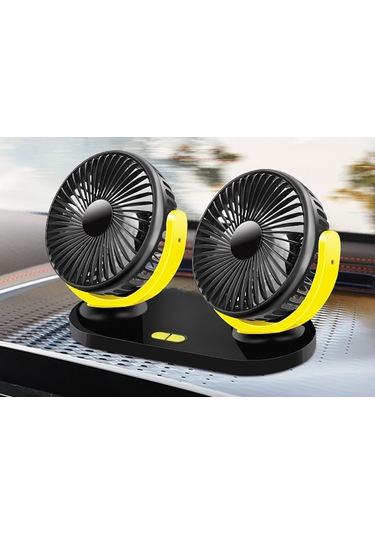 Çıft Başlıklı Araç Fanı Oto Fan Vantılatör 12V 24V Siyah