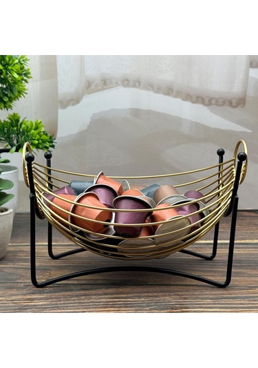 Homyl Demir Meyve Sepeti Servis Tepsisi Tezgah Mutfak Tezgahı Altın