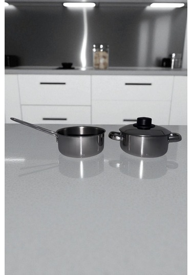 3 Parça Paslanmaz Çelik Tencere & Tava Seti 15cm