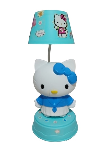 Hello Kitty Masa Üzeri Gece Lambası Boyut 25 Cm Mavi Renk Çok Renkli